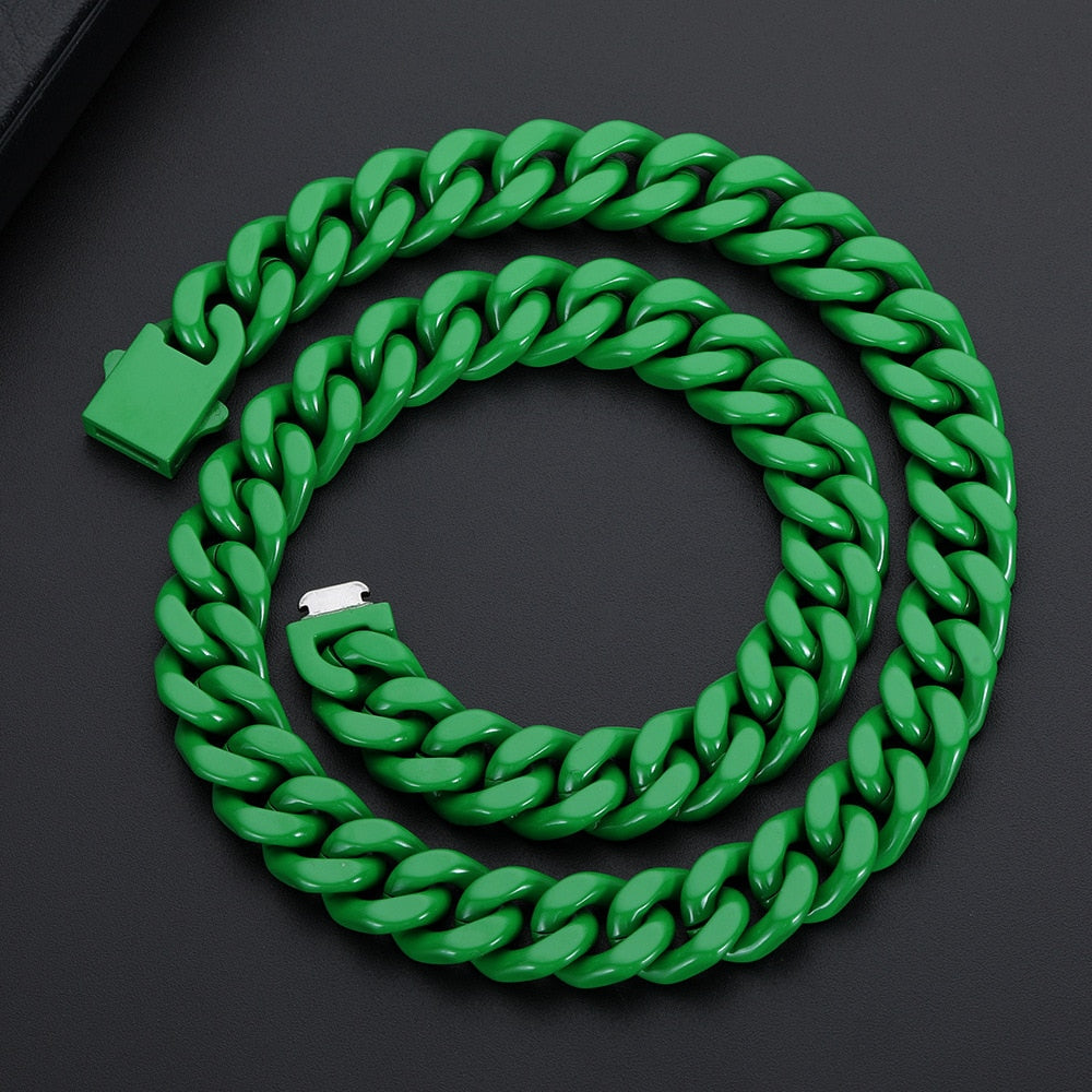 Corrente Colorida 13mm Cuban - Não é acrílico - Peça Premium (resistente à água) - 50cm - ICE BRO JOIAS
