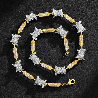 Corrente Arame farpado 18mm Cravejada ICE - ICE BRO JOIAS