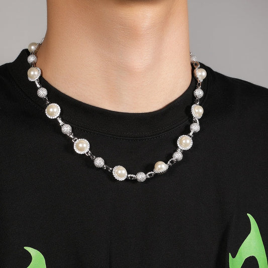 A queridinha do Travis Scott - Corrente de Perolas Cravejada ICE - Peça Premium (resistente à água) - ICE BRO JOIAS