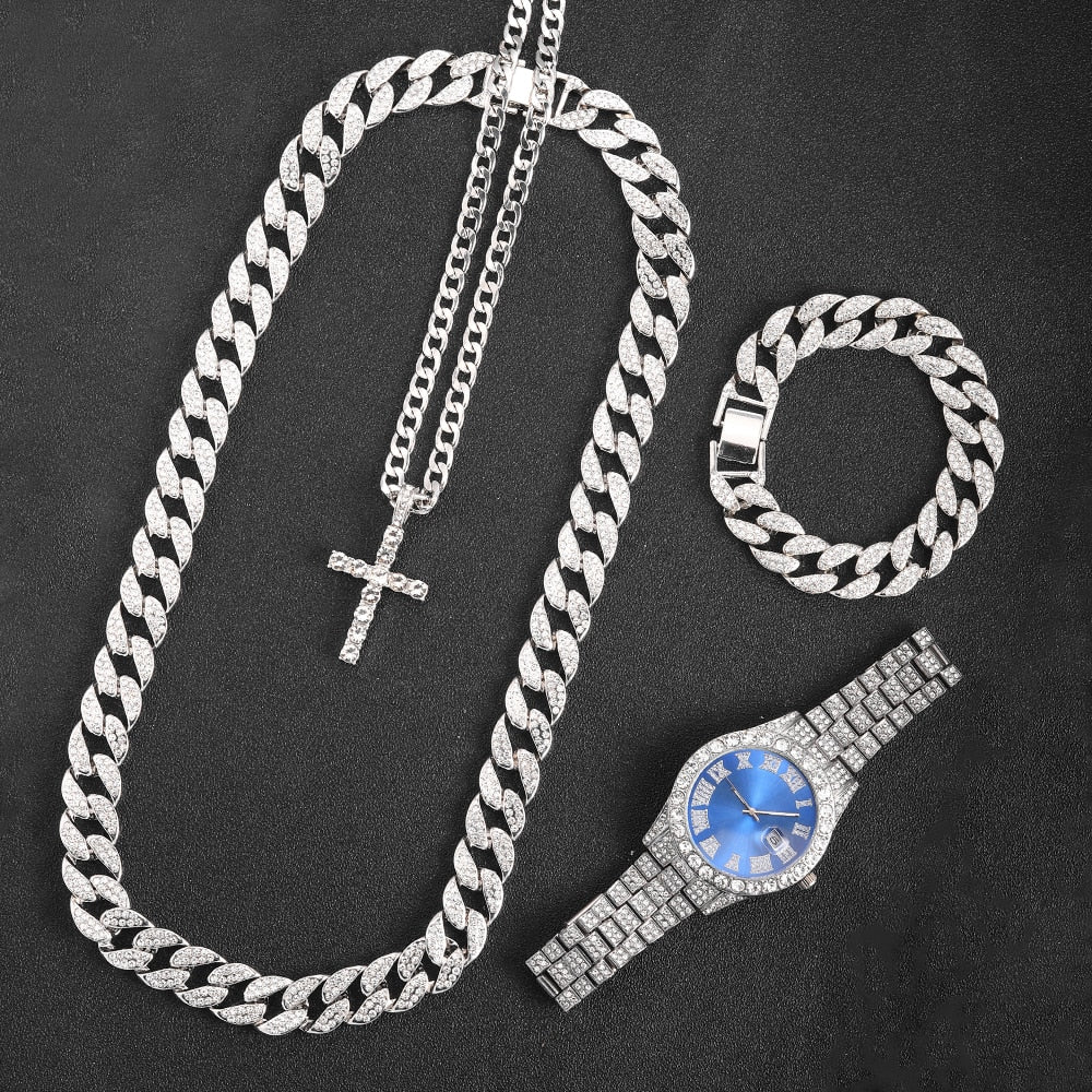 Kit de 5 peças - Corrente Cuban 13mm - Exclusivo Ice Bro Joias® - ICE BRO JOIAS