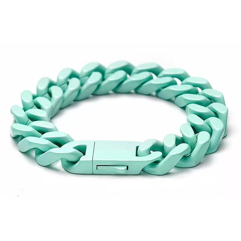 Pulseira Colorida 13mm Cuban Premium - Não é acrílico - 20cm - Peça Premium (resistente à água) - ICE BRO JOIAS