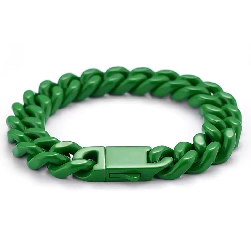 Pulseira Colorida 13mm Cuban Premium - Não é acrílico - 20cm - Peça Premium (resistente à água) - ICE BRO JOIAS