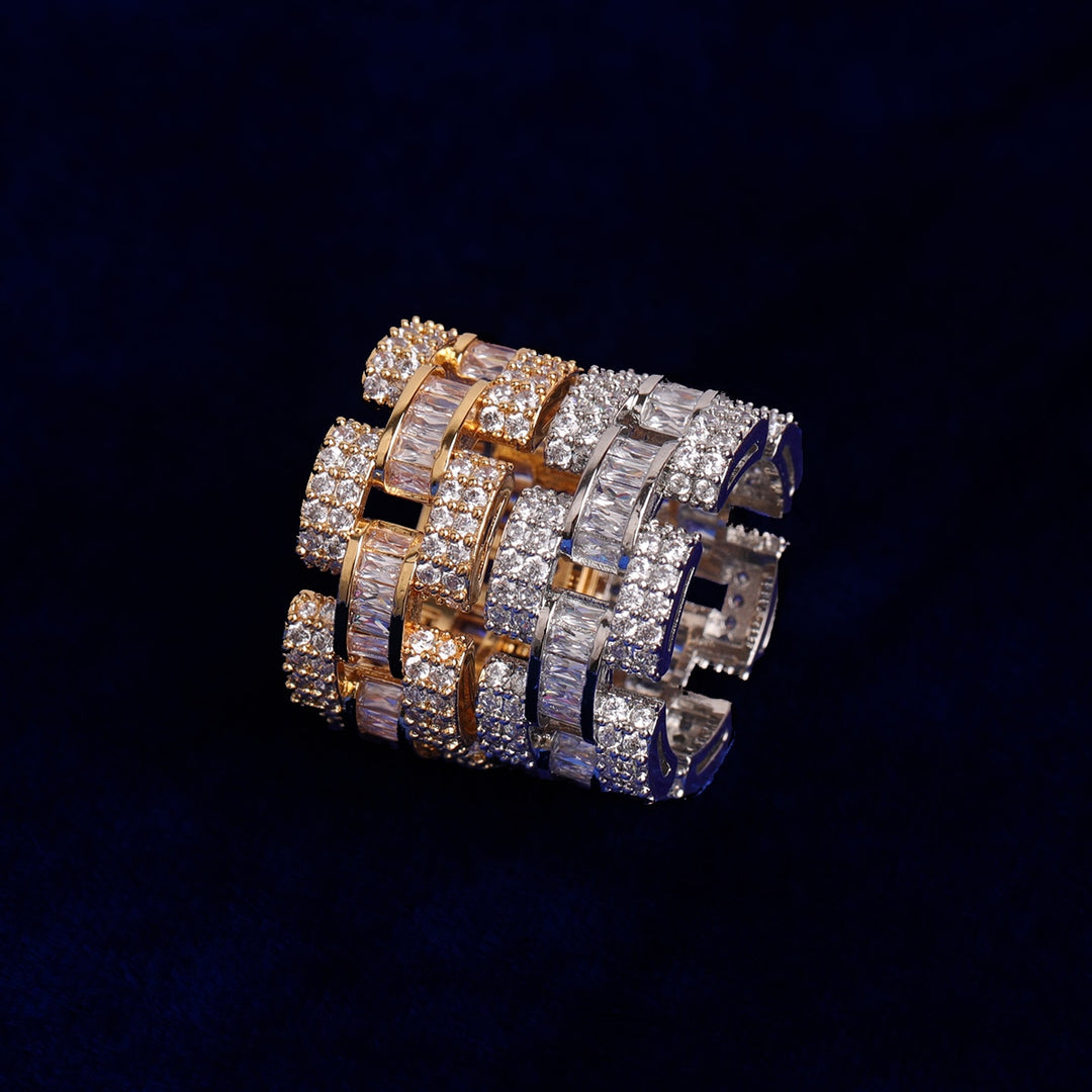 Anel 18k elos Cravejado - ICE BRO JOIAS