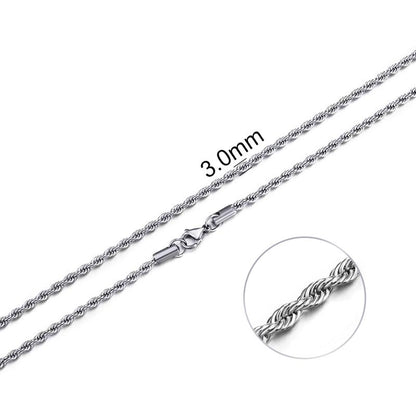 Corrente Rope ICE 2/3/4/5/6mm - Peça Premium (resistente à água) - ICE BRO JOIAS