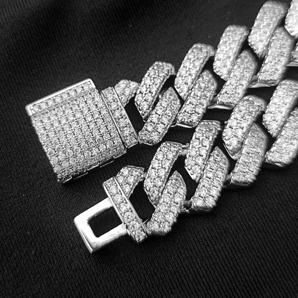 Corrente Prong 14mm Cravejada ICE - 2 fileiras - ICE BRO JOIAS