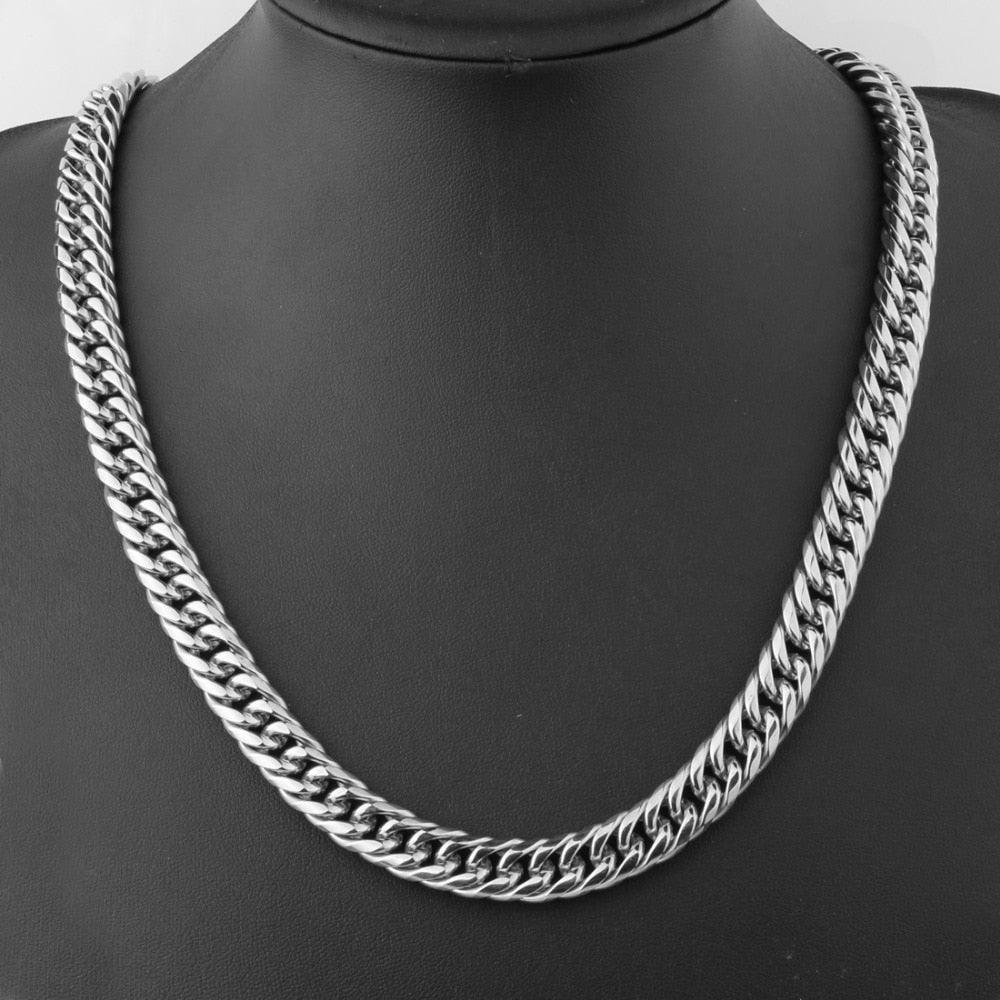 Corrente Duplo Grume com Feixo Gaveta + Pulseira de Brinde - Aço Inoxidavel - ICE BRO JOIAS