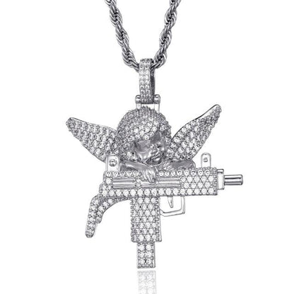 Pingente Anjo da Guarda Cravejado com Corrente Rope de BRINDE! - ICE BRO JOIAS