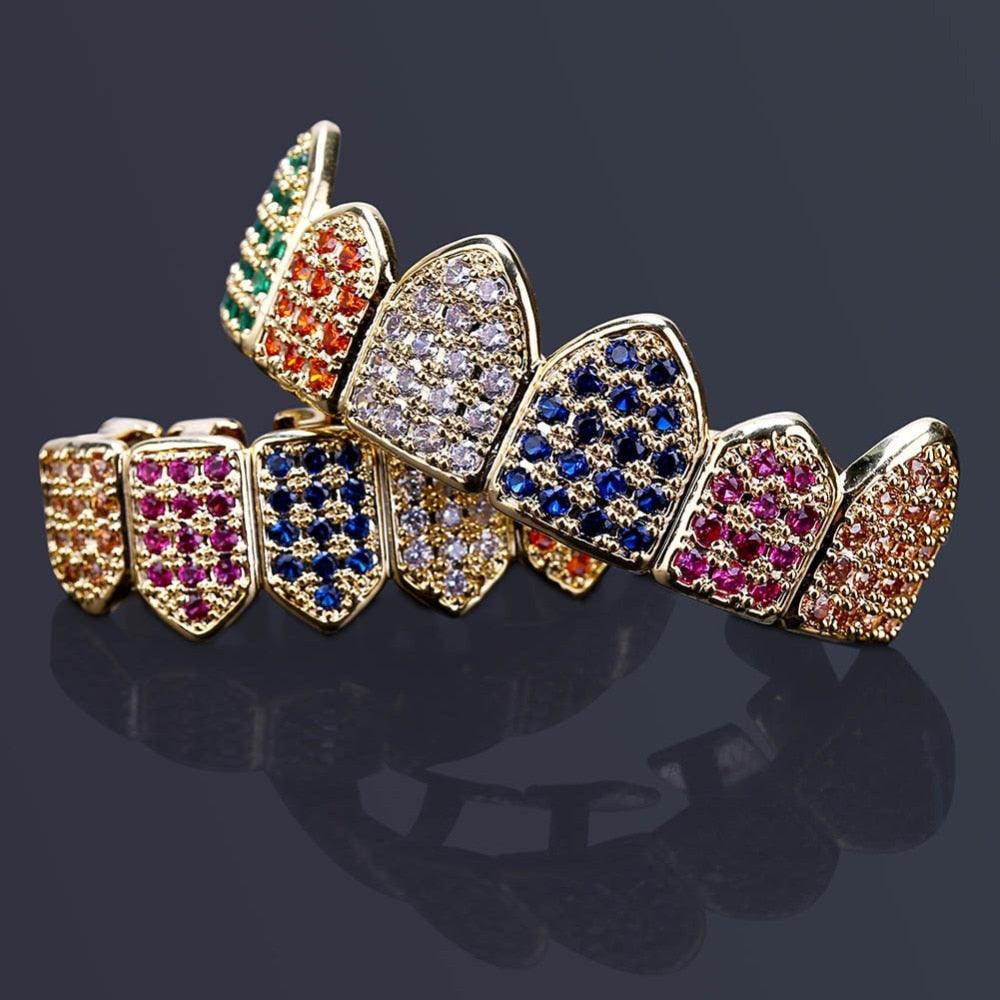 Grillz Luxo Colorido Cravejado - Tamanho Único (cima e baixo) - ICE BRO JOIAS