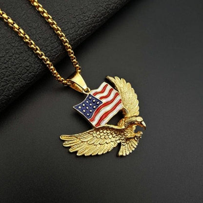 Pingente Águia e Bandeira Americana + Corrente Rope de brinde - ICE BRO JOIAS