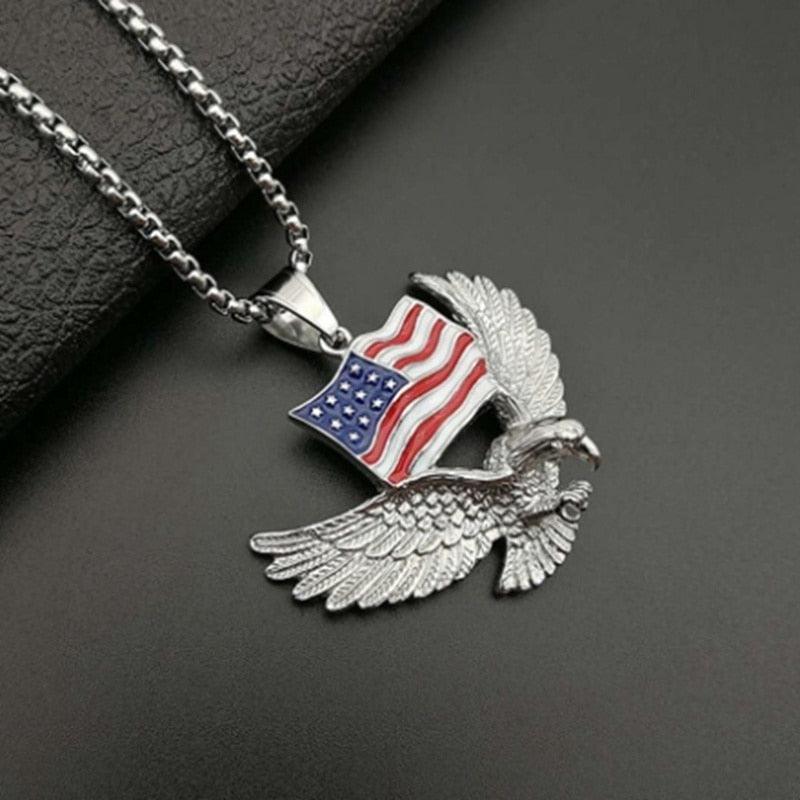Pingente Águia e Bandeira Americana + Corrente Rope de brinde - ICE BRO JOIAS
