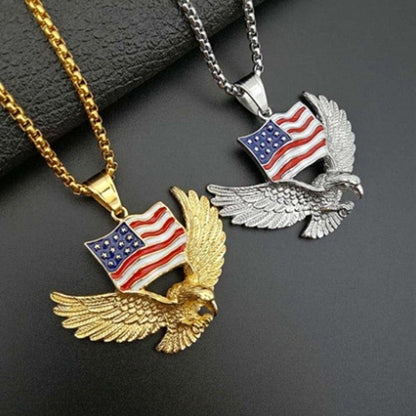 Pingente Águia e Bandeira Americana + Corrente Rope de brinde - ICE BRO JOIAS
