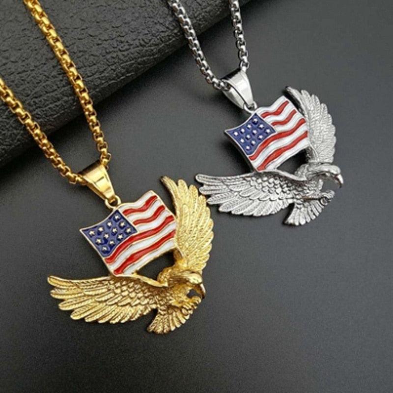 Pingente Águia e Bandeira Americana + Corrente Rope de brinde - ICE BRO JOIAS