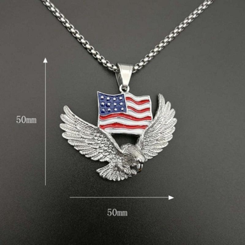 Pingente Águia e Bandeira Americana + Corrente Rope de brinde - ICE BRO JOIAS