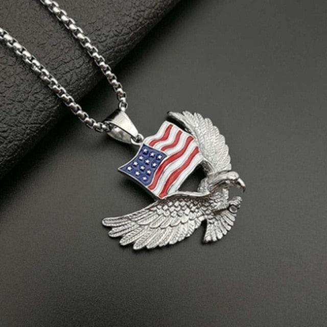 Pingente Águia e Bandeira Americana + Corrente Rope de brinde - ICE BRO JOIAS