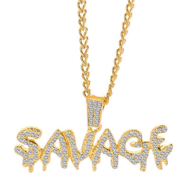 Pingente, Savage(Selvagem) Cravejado, com Corrente de Brinde - ICE BRO JOIAS