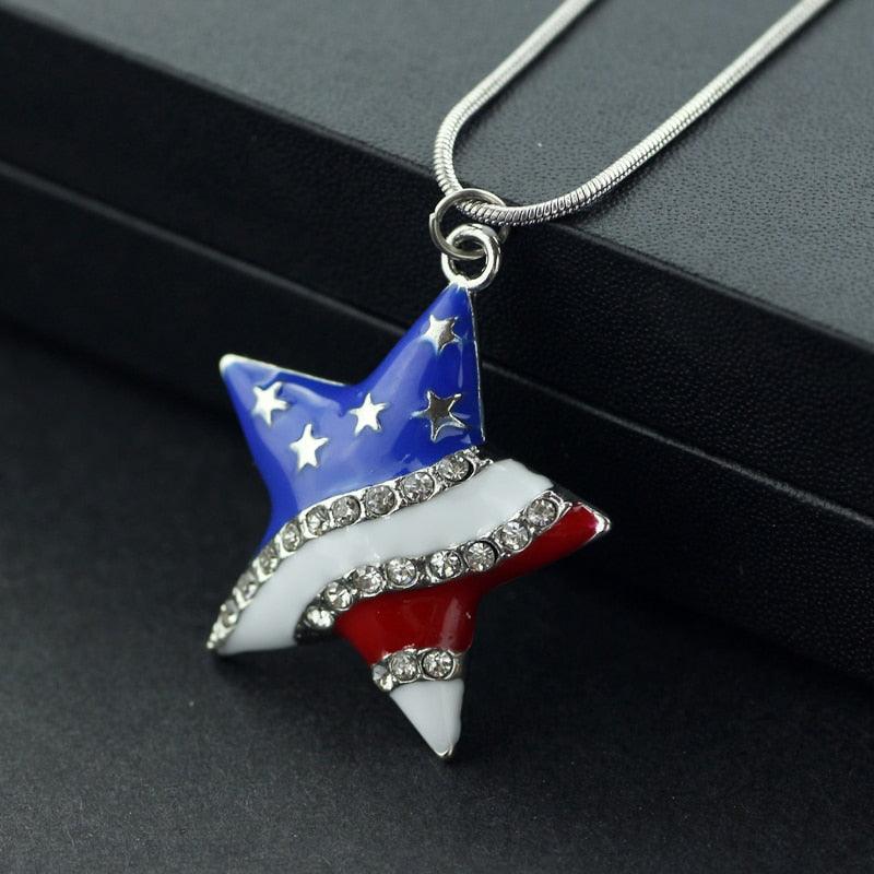 Pingente cravejado Bandeira Americana em Estrela - ICE BRO JOIAS